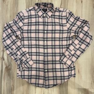 Abercrombie & Fitch button down shirt, men's size medium slim, pink with navy